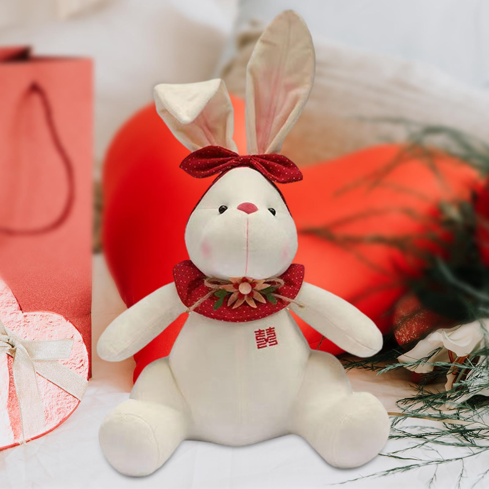 LeeQinersw Press bed doll rabbit plush toy doll wedding gift, rabbit plush doll for bedroom Women
