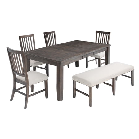 Willow Creek Rustic Distressed 78" Six-Piece Dining Set with Bench