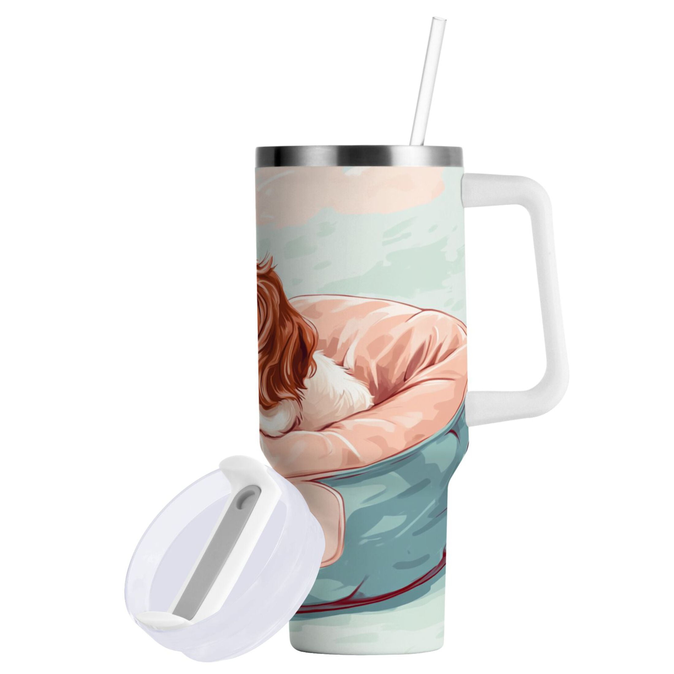 BZSMCE Tumbler 40oz Insulated Stainless Creative Hound Baby Painting Pattern Steel Water Bottles