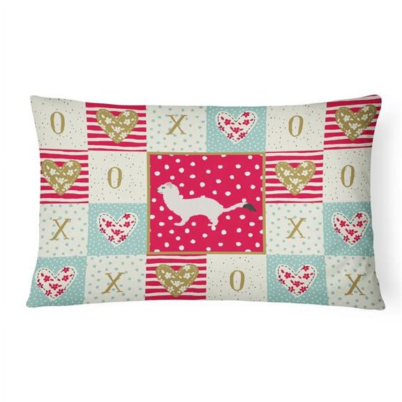 Carolines Treasures CK5299PW1216 Stoat Short-tailed Weasel Love Canvas Fabric Decorative Pillow, Red, 12H x16W,