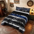 thumbnail image 2 of Manfei Grunge American Flag Full Size Comforter Sets, Black White Stripe Bedding Comforter Set, Black Reversible 3-Piece, 1 Comforter and 2 Pillowcases, 2 of 6