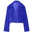 thumbnail image 4 of Htigea Clearance Womens Winter Outerwear Faux Fur Long Sleeve Crop Jacket Shaggy Coat Open Front Cardigans for Party Travel Today Deals Dark Blue,S, 4 of 6