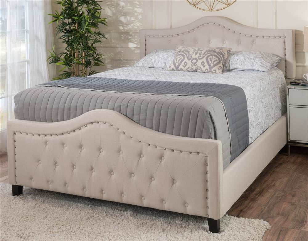 Virgil Tufted Queen Bed with Nailhead Trim