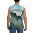 thumbnail image 4 of Lsque Cloud Sky Green Dragon Print Men's Cotton Blend Sleeveless Muscle Shirts (S-3XL)- Moisture Wicking, Odor Protection, UPF 30+,Large, 4 of 8