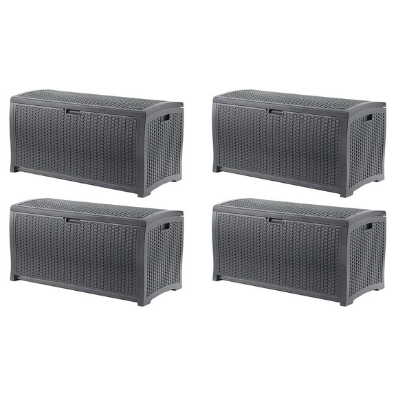 Suncast 73 Gallon Outdoor Patio Storage Deck Boxes, Cyberspace (4 Pack)