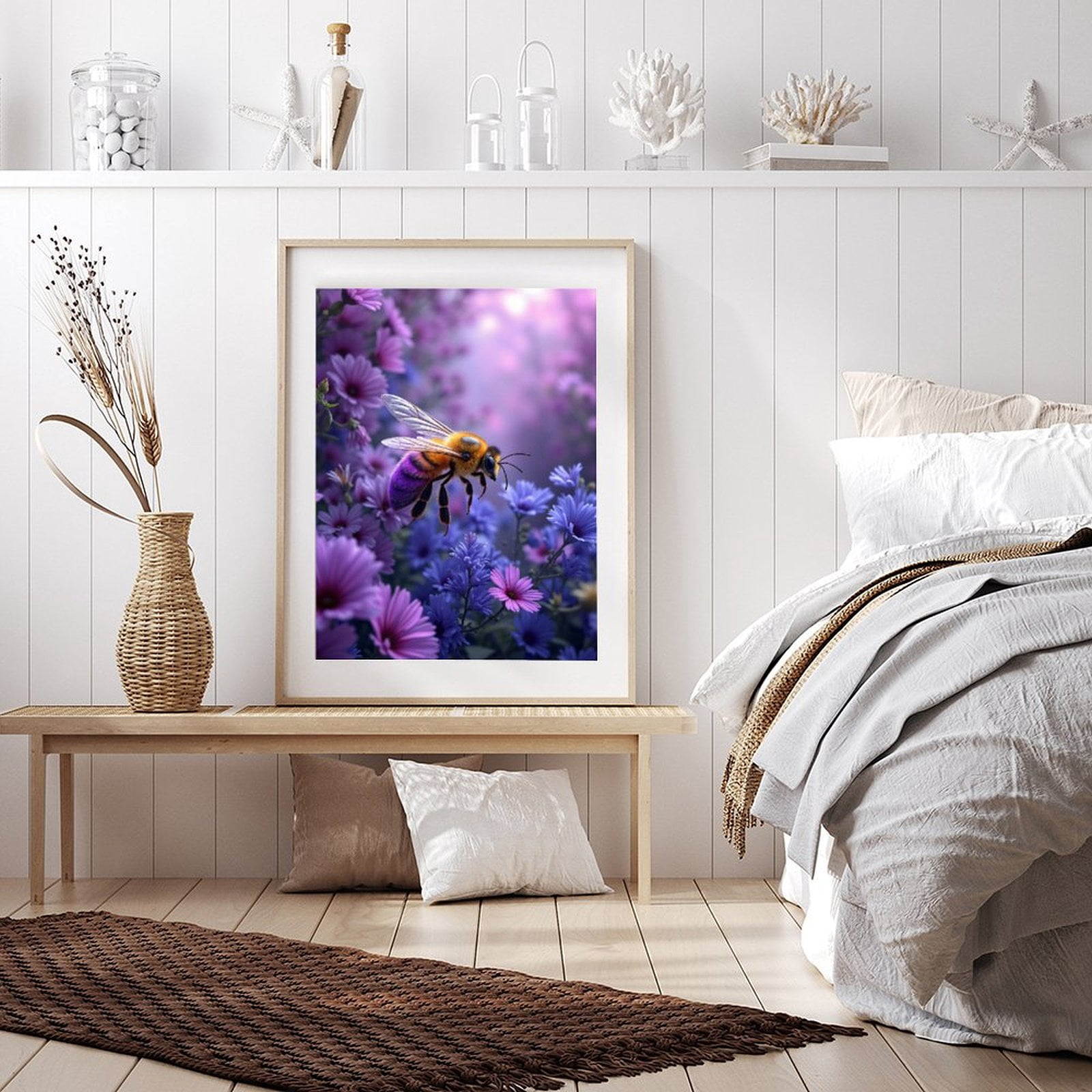 Diamond Art Kits for Adults - 5d Bee Among Vibrant Spring Flowers Diamond Painting for Adults, Diamond Art for Adults Beginners, Diamond Painting Kits for Adults for Home Wall Decor