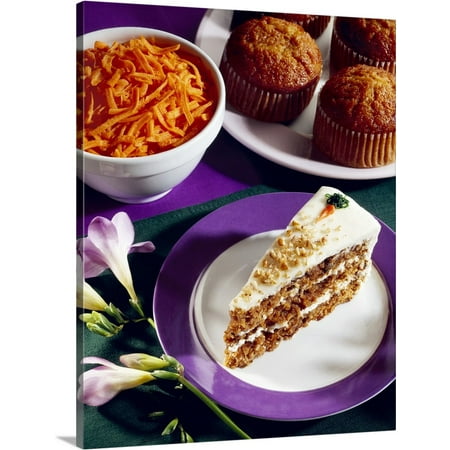 Great BIG Canvas | Batista Moon Studio Premium Thick-Wrap Canvas entitled Carrot cake and carrot muffins with a bowl of grated (Best Way To Grate Carrots)