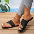thumbnail image 6 of THDHVS Women's Sandals,Flat Sandals for Women,Women Summer Mesh Slip On Sandals Elegant Toe Loop Style for Dressy Outfits Black, 6 of 10