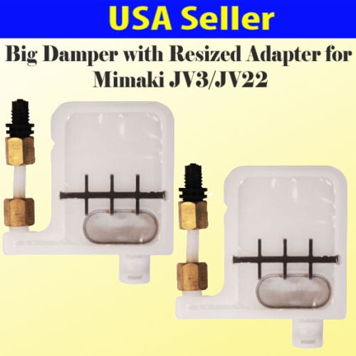 2x Big Damper with Resized Adapter for Mimaki JV3 / JV22 Epson DX3 DX5 Solvent Printer