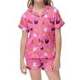thumbnail image 2 of MIASHUI Pyjama 2 Pcs pour Filles Motif Animal Poulet à Boutons Pyjama pour Garçons, Rose Vif, 6-7 Ans, 2 of 4