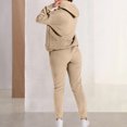 thumbnail image 5 of Sudadera Conjunto de chándal de 2 piezas para mujer, ropa deportiva informal de Color sólido para otoño e invierno Cgtredaw Caqui T XXL para Mujer, 5 of 5