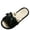 Black Slippers, variant on Women Satin Bow Pom Pom Decor Ribbed Open Toe Slide Slippers, Soft Warm Winter Indoor Sandals, Sweet Cute Trendy Lightweight Daily Comfort Ladies House Footwear Black 44