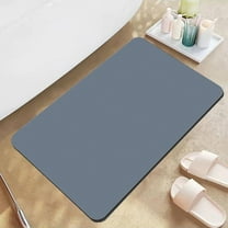 AuroraX Rubber Bathroom Rug Mat Quick Dry Blue Non-Slip Backing Absorbent Bath Rug Machine Washable 15x23 Inch Minimalist Diatomaceous Earth