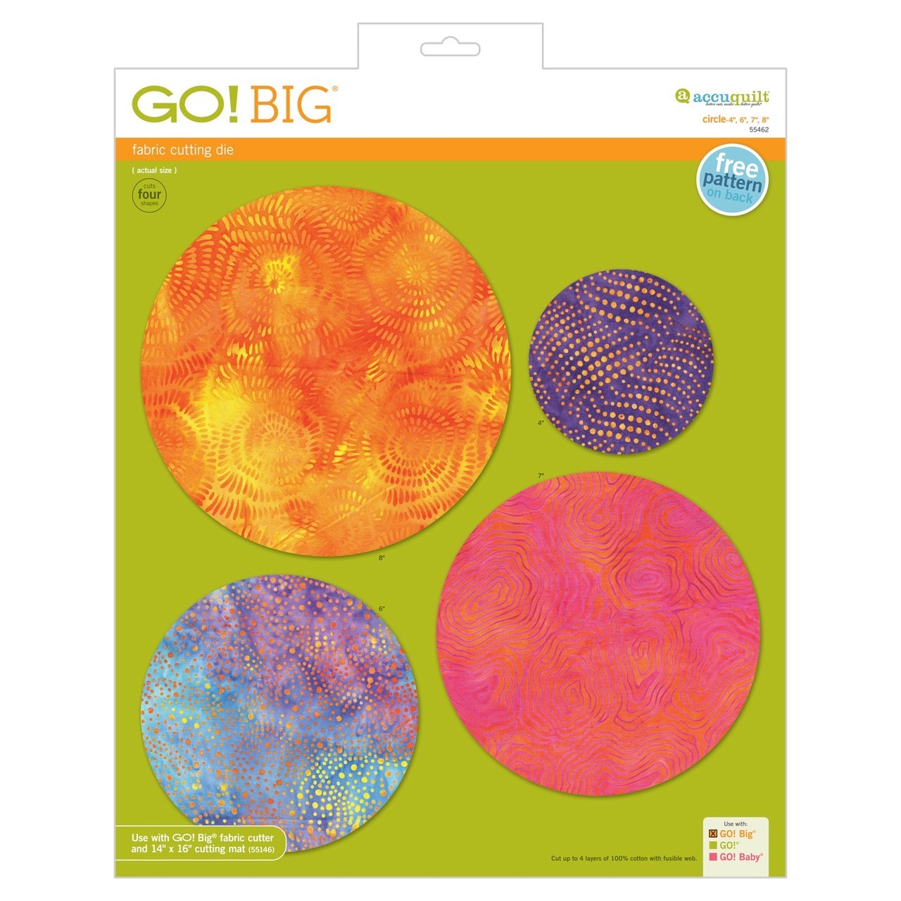 AccuQuilt GO! Big Fabric Die Circle 4", 6", 7", 8" Finished 55462