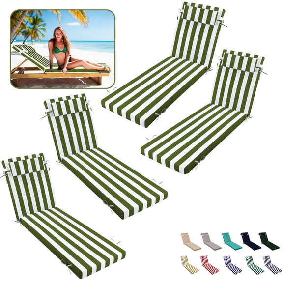 SDJPOI Outdoor Chaise Lounge Cushions, Patio Chaise Cushion with Headres for Pool Sand Beach