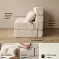 thumbnail image 5 of Oak and Birch Boneless Folding Sofa Bed Floor Couch with Pillow, 3-in-1 Convertible Chaise Lounge & Sleeper, Chenille, Twin, Cream, 5 of 9
