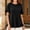 (New11)Black, variant on Thousandth Plus Size Blouse for Women Casual Textured Loose Fit Tunic Linghtweight Short Sleeve Tops Round Neck Double Ruffle Hem Summer Shirts for Everyday