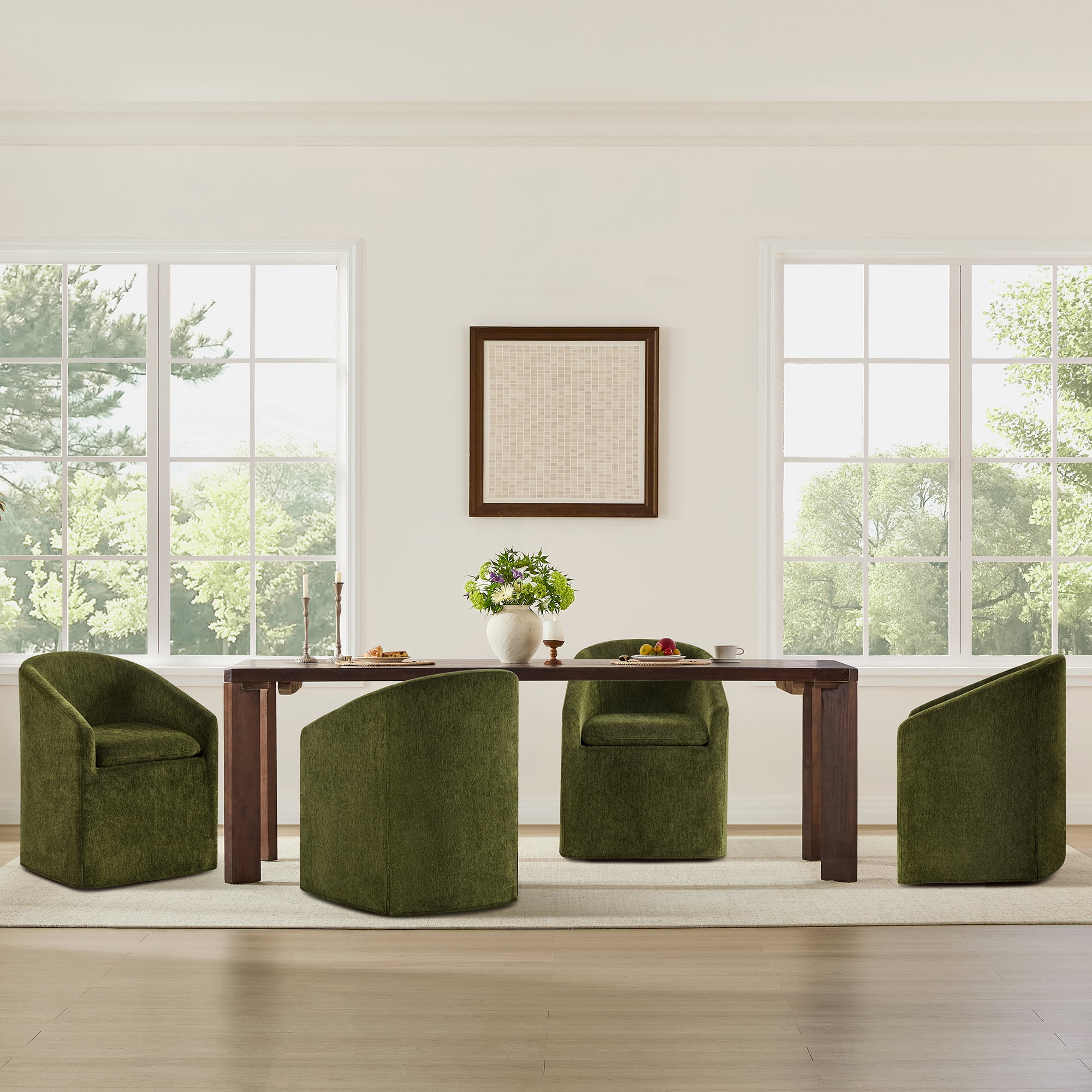Spruce & Spring Dining Chair with Removable Slipcover and Casters, Single, Green
