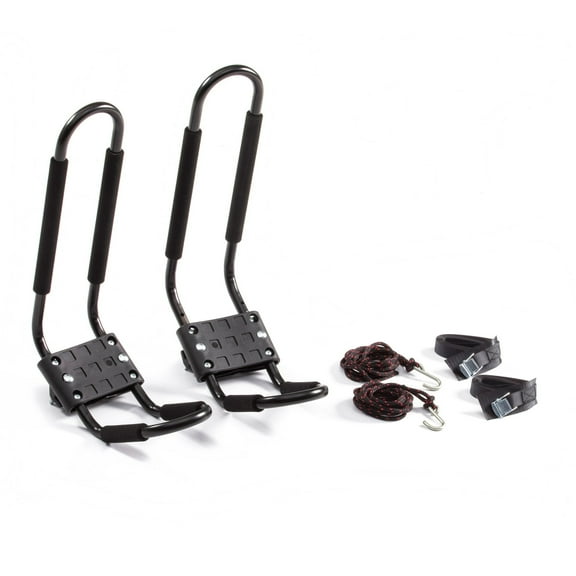 Uriah Products Universal Roof-Mounted Black J-Rack Kayak Exterior Carrier, Straps & Hardware