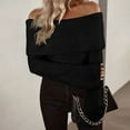 thumbnail image 4 of Ediodpoh Women's off Shoulder Slim Fit Fashion Knitted Long Sleeve Sweater and Elegant Pullover Top Sweaters for Women Black S, 4 of 5