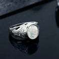 thumbnail image 5 of Gem Stone King Men's 4.00 Cttw White Simulated Opal Ring for Men | 925 Sterling Silver | Oval 12X10MM | Available 7,8,9,10,11,12,13, 5 of 6