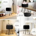 thumbnail image 6 of Hearth & Harbor Ottoman with Storage, Round Storage Ottoman, Vanity Stool and Foot Stool with Storage, Pleated Velvet Black, 6 of 8