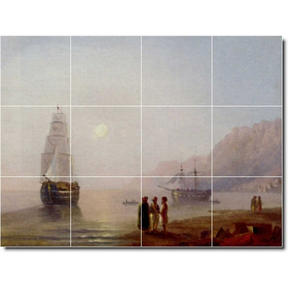 Ceramic Tile Mural-Ivan Aivazovsky Waterfront Painting 226. 17" w x 12.75" h using (12) 4.25 x 4.25 ceramic tiles