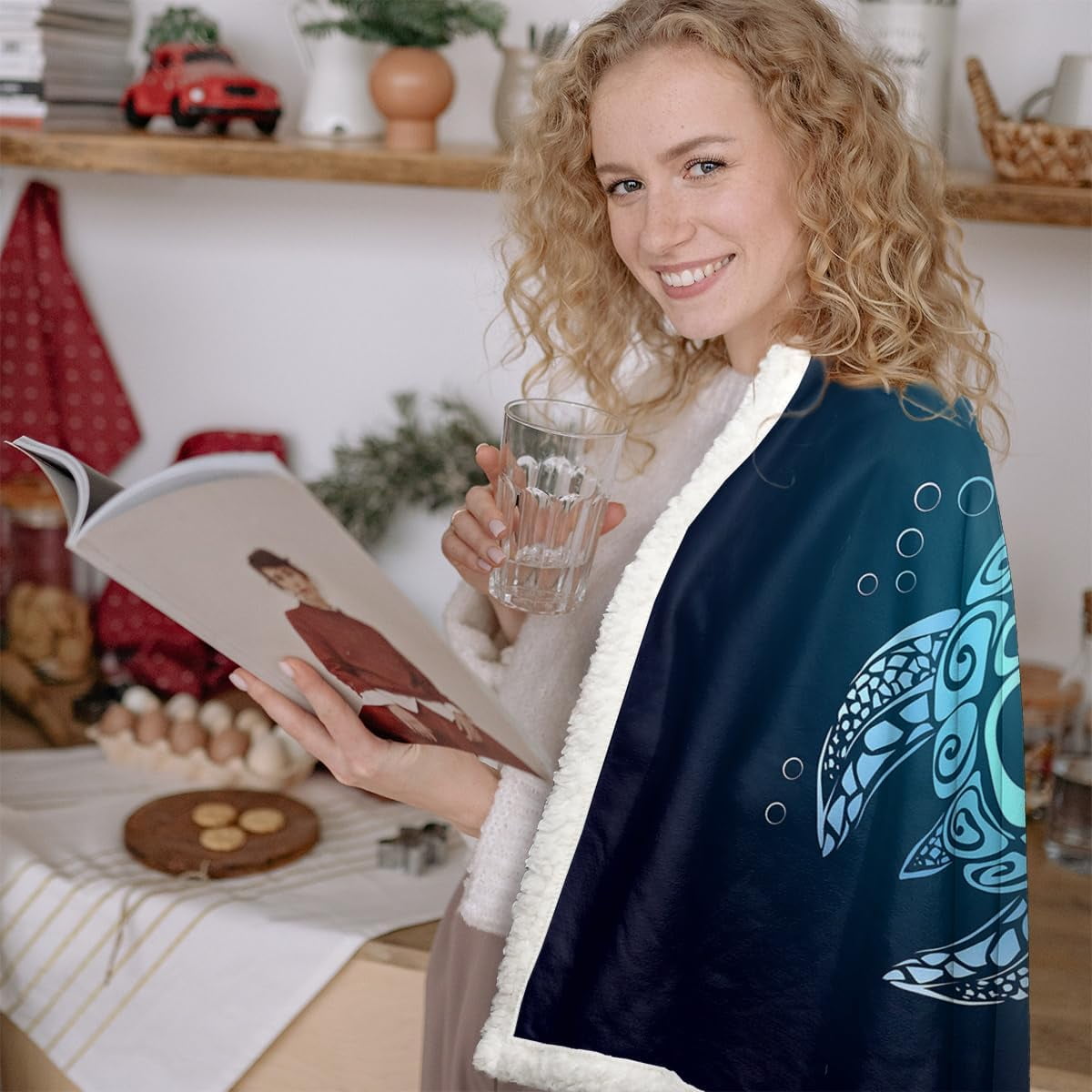 Turtle Fleece Blanket for Boys Girls Beach Theme Plush Sherpa Throw Blanket Teal Turquoise for Kids s (Throw 50''''''''x60'''''''')