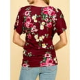 thumbnail image 3 of Made by Johnny Women's V Neck Short Sleeve Wrap Front Drape Dolman Top XXL WINE_FLORAL, 3 of 6