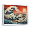 thumbnail image 2 of Designart "The Red Great Wave A Masterpiece from Kanagawa V" Nautical & Beach Floater Framed Canvas Print, 2 of 7