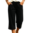 thumbnail image 3 of Besolor Wide Leg Capri Pants for Women Casual Loose Lightweight Breathable Hem Button Elastic Waisted Capris with Pockets, 3 of 6