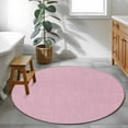 thumbnail image 4 of Pink 4ft Round Rug, Farmhouse Burlap Solid Pink Color Modern Linen Texture Non-Skid Rubber Backing Large Area Rugs - Living Room Bedroom Home Office, Indoor Floor Mat Carpets Washable Rug, 4 of 9