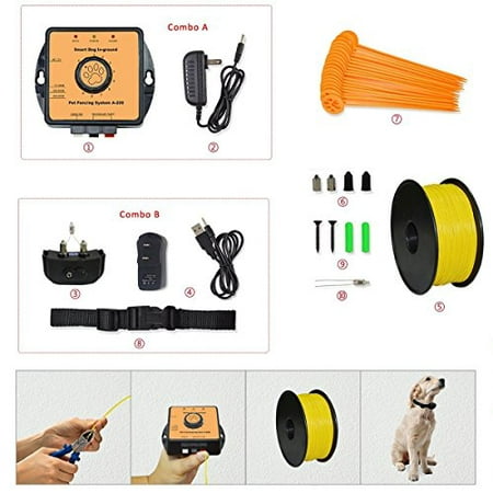Electric Pet Fence System - Wireless, In-Ground Radio Fence with 2,500 Sq. Metre Coverage - Underground Dog Fence with Boundary Marks and Rechargeable Receiver (Best Underground Pet Fence)