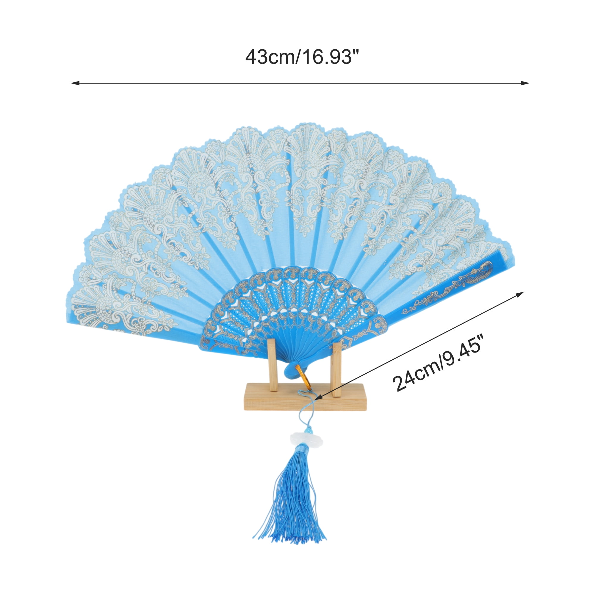 Unique Bargains Lucky Cloud Pattern Folding Fan 1 Pc for Events Decorations Sky Blue