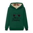 thumbnail image 6 of Oplxuo Women's Merry Christmas Hoodies Long Sleeve Fleece Hooded Drawstring Sweatshirt Pullover Holiday Casual Winter Tops, 6 of 6