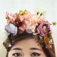thumbnail image 2 of fenteer Simulated Flower Headband Flower Crown Headband for Women Girls Beach Photos Pink, 2 of 5