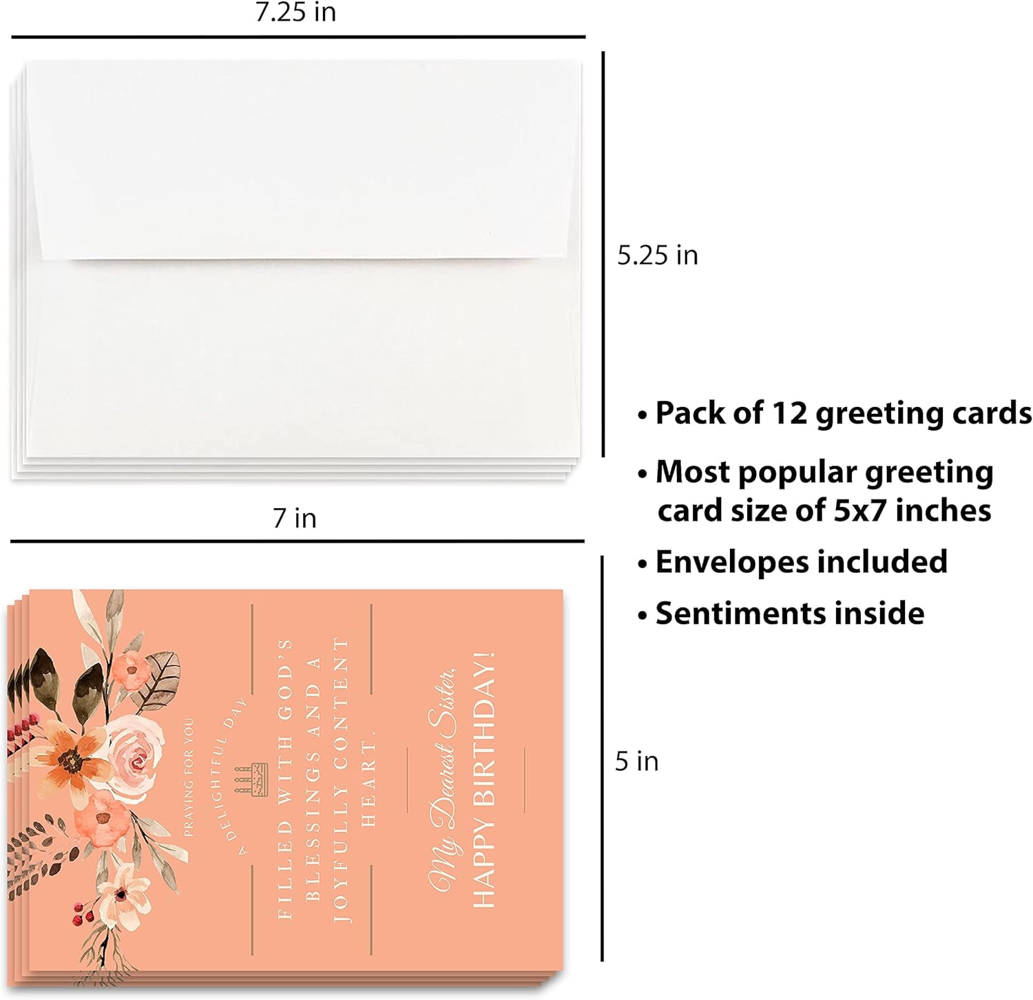 Christian Sister Birthday Card | Christian Birthday Card (Pack of 12)