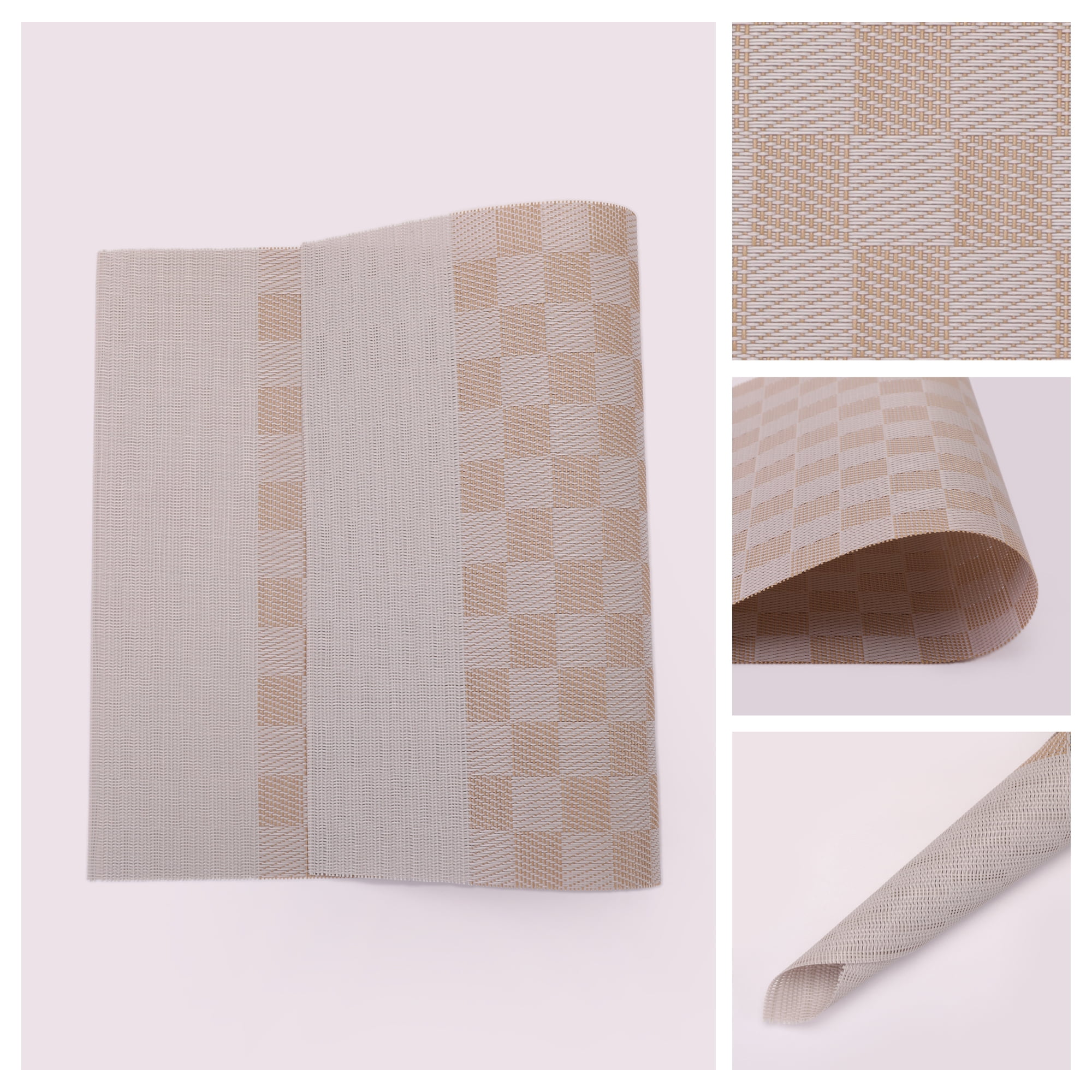 Unique Bargains 6Pcs Rectangle Washable Heat Resistant Table Mats Gray 17.7x11.8inch