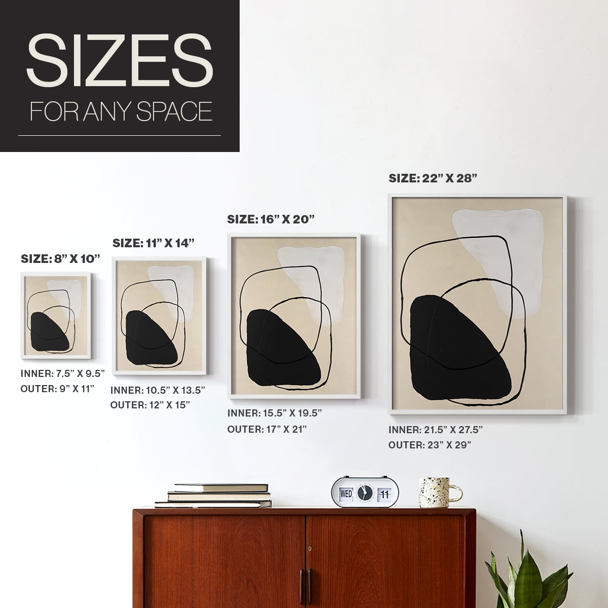 Avant Mod II Framed Print in White Solid Wood Framed Print No Nail Hanging