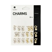 Blue Moon Beads Gold Silver Metal Rhinestone Charms for DIY Jewelry Making, 18 Piece-Unisex, Adult