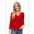 thumbnail image 2 of Women'S 2025 Cropped Cardigan 3/4 Sleeve Crochet Shrug Hollowed-Out Knit Sweater Tops Red XL, 2 of 7