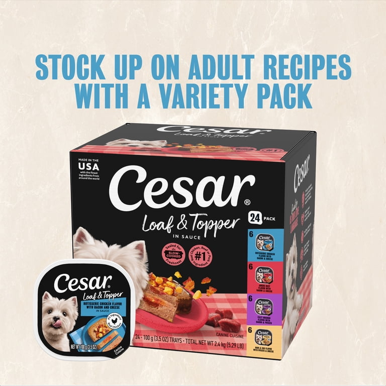 Cesar Loaf & Topper Chicken and Beef Variety Pack Wet Dog Food photo 8