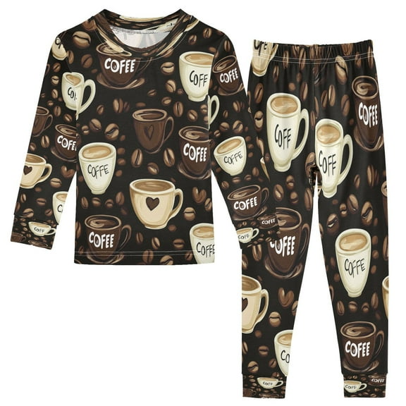 BZSMCE Unisex Pajama Set Snug-Fit Cotton Sleepwear Coffee Lovers' Delight Printed