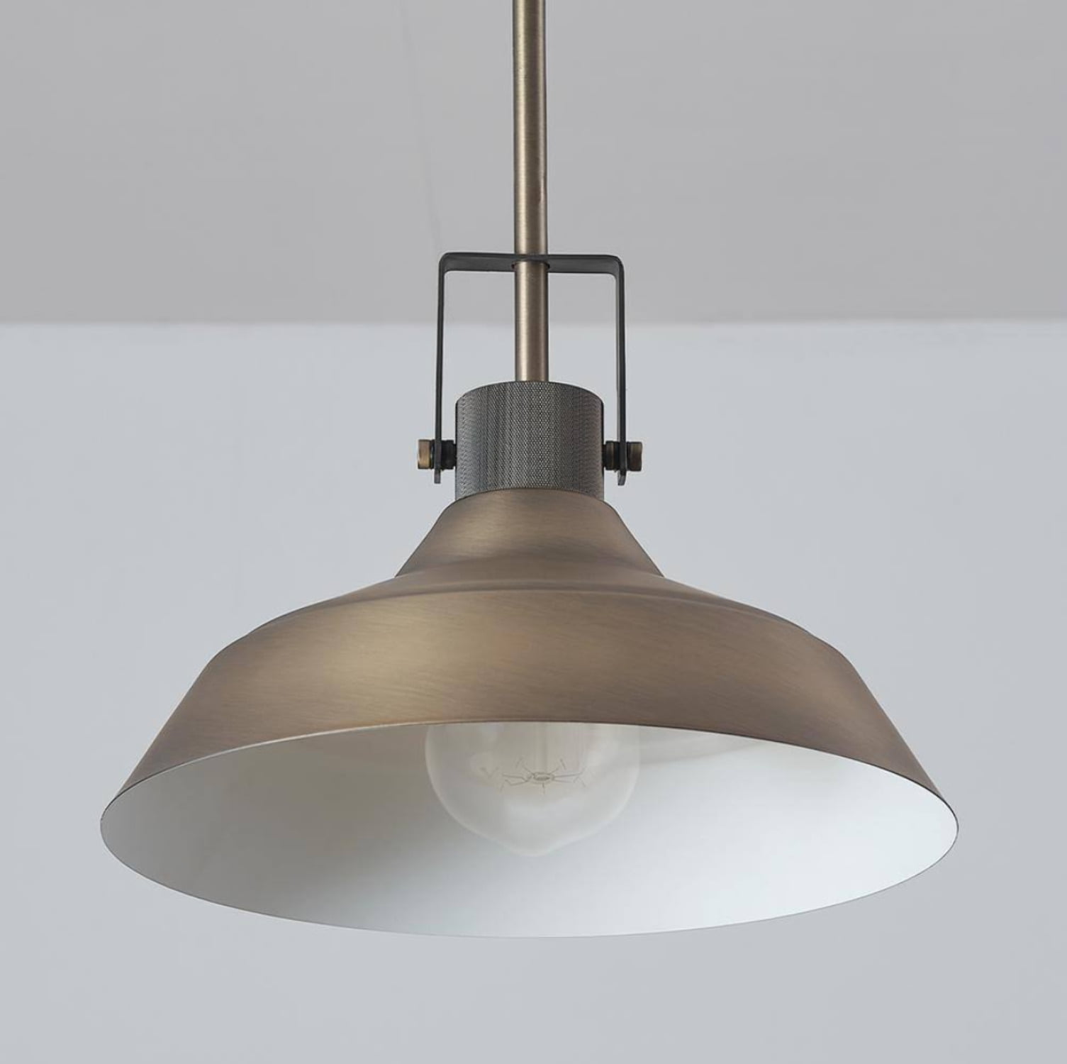 Sutton 1-Light Matte Brass Pendant Lighting with Textured Socket