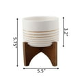thumbnail image 3 of 4.75" Ceramic Planter on Wood Stand, 3 of 5