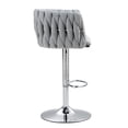 thumbnail image 5 of 360° Fabric cover Swivel Bar Stools Set of 2, Adjustable Counter Height Bar Chairs with Woven Back & Footrest,Silver chromed Bar Stools for Kitchen Island, Cafe, Pub (Gray), 5 of 9