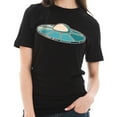 thumbnail image 3 of UFO Space Craft Graphic Design Ring Spun Combed Cotton Short Sleeve Deluxe Jersey T-Shirt - Black XL, 3 of 4