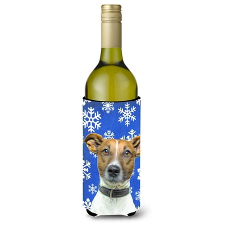 

Carolines Treasures KJ1176LITERK Winter Snowflakes Holiday Jack Russell Terrier Wine Bottle Hugger Wine Bottle