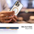 thumbnail image 4 of Magnetic for iPhone 14 Pro Max Case Built-in Camera Lens Cover [Compatible with Magsafe] Plating Soft Anti-Scratch Shockproof Transparent Back Cover 6.7 Inch - Clear Blue, 4 of 14