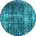 thumbnail image 1 of Ahgly Company Machine Washable Indoor Round Oriental Turquoise Blue Industrial Area Rugs, 7' Round, 1 of 4
